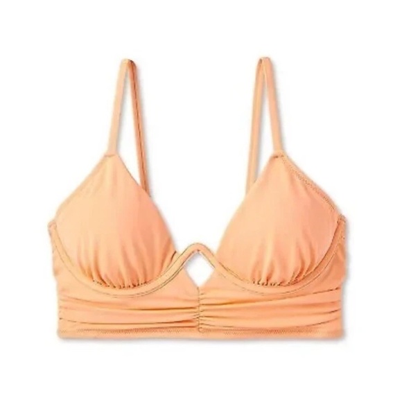 Shade & Shore Other - NWT Shade & Shore Orange Longline Shirred Keyhole Underwire Bikini Top - 34D